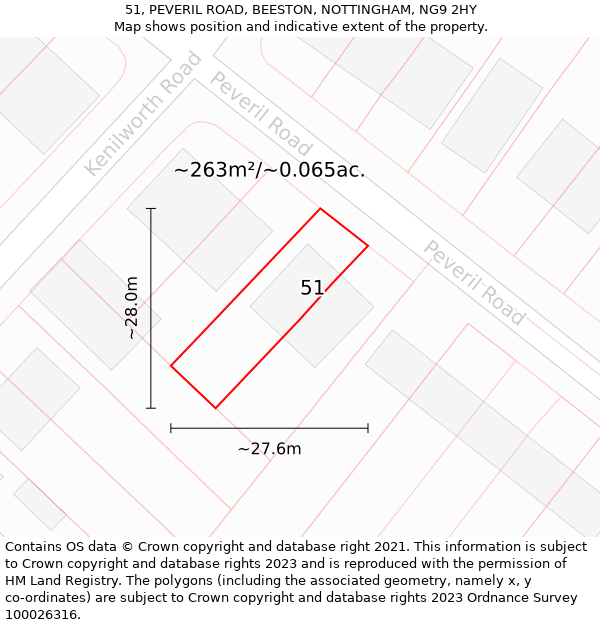 51, PEVERIL ROAD, BEESTON, NOTTINGHAM, NG9 2HY: Plot and title map