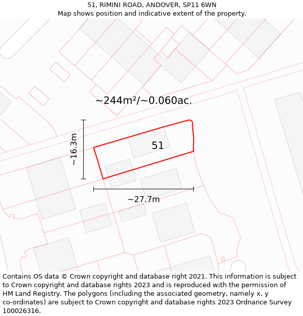 51, RIMINI ROAD, ANDOVER, SP11 6WN: Plot and title map