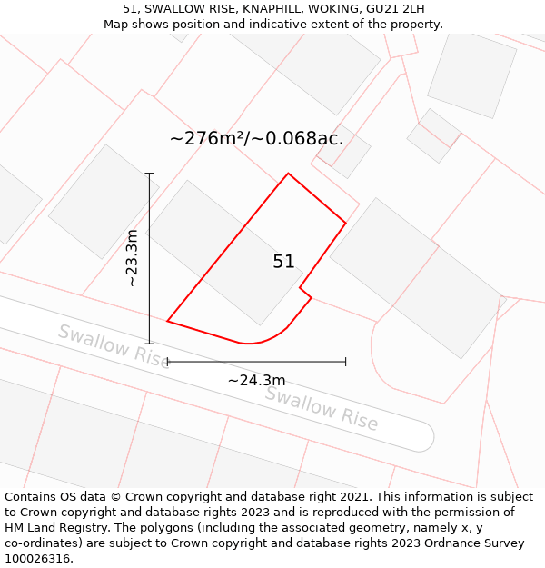 51, SWALLOW RISE, KNAPHILL, WOKING, GU21 2LH: Plot and title map