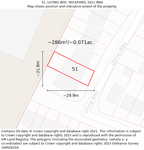 51, ULTING WAY, WICKFORD, SS11 8ND: Plot and title map