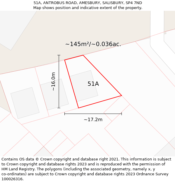 51A, ANTROBUS ROAD, AMESBURY, SALISBURY, SP4 7ND: Plot and title map