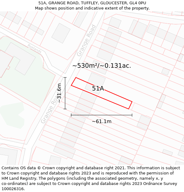 51A, GRANGE ROAD, TUFFLEY, GLOUCESTER, GL4 0PU: Plot and title map