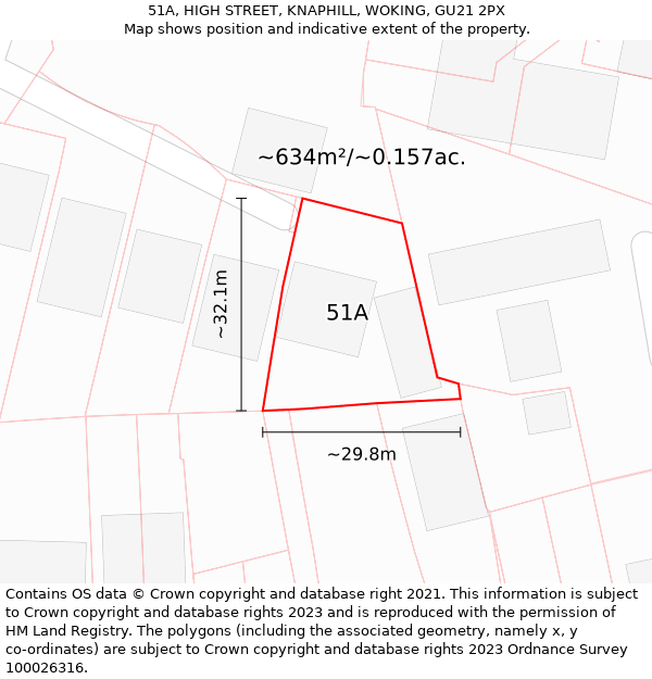 51A, HIGH STREET, KNAPHILL, WOKING, GU21 2PX: Plot and title map