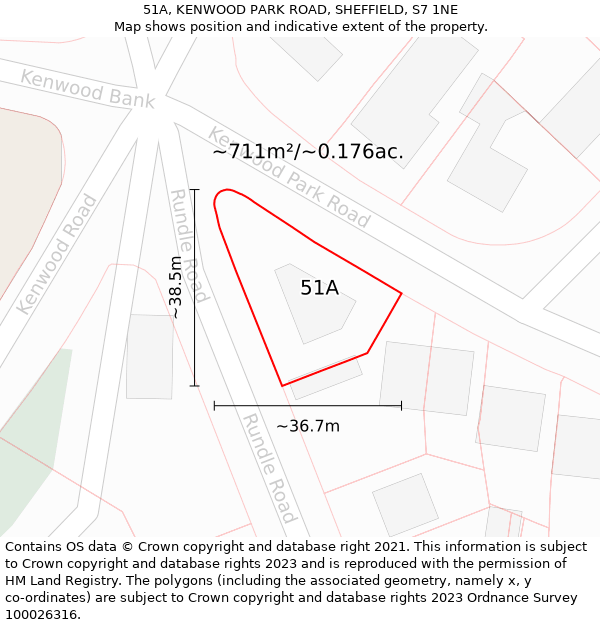51A, KENWOOD PARK ROAD, SHEFFIELD, S7 1NE: Plot and title map