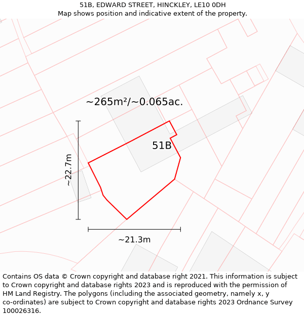 51B, EDWARD STREET, HINCKLEY, LE10 0DH: Plot and title map