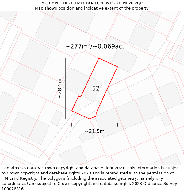 52, CAPEL DEWI HALL ROAD, NEWPORT, NP20 2QP: Plot and title map