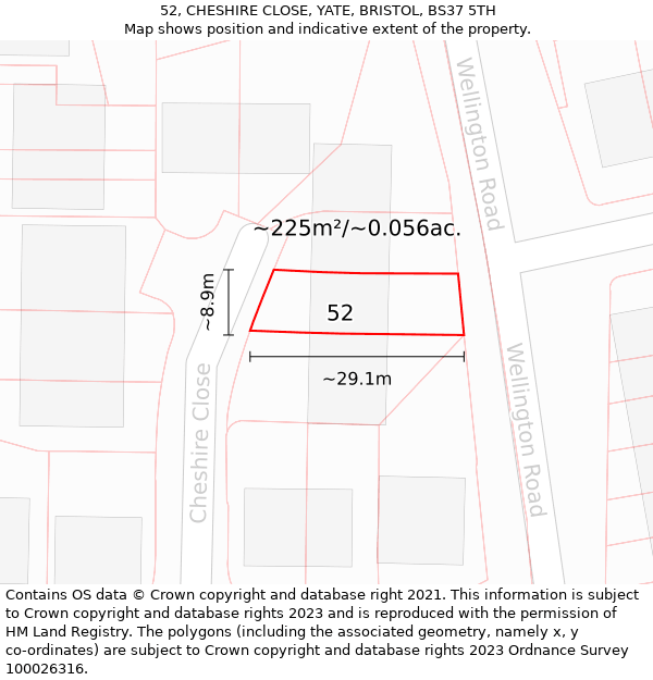 52, CHESHIRE CLOSE, YATE, BRISTOL, BS37 5TH: Plot and title map