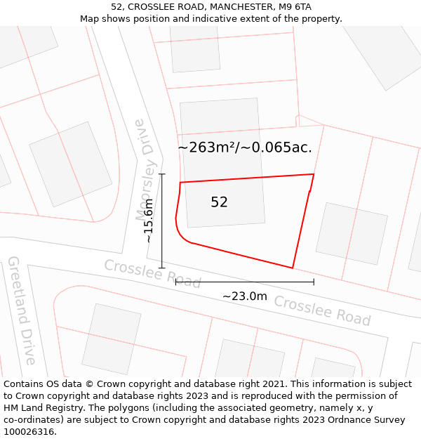 52, CROSSLEE ROAD, MANCHESTER, M9 6TA: Plot and title map