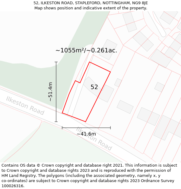 52, ILKESTON ROAD, STAPLEFORD, NOTTINGHAM, NG9 8JE: Plot and title map