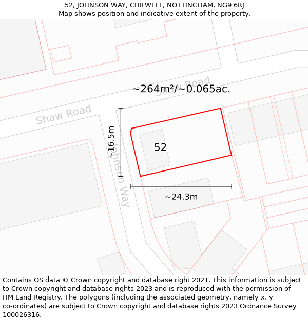 52, JOHNSON WAY, CHILWELL, NOTTINGHAM, NG9 6RJ: Plot and title map