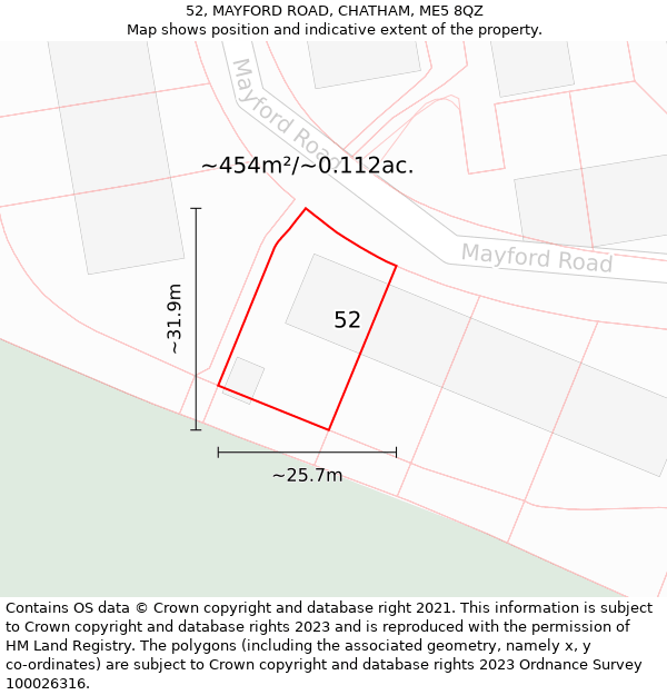 52, MAYFORD ROAD, CHATHAM, ME5 8QZ: Plot and title map