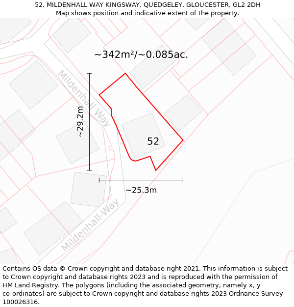52, MILDENHALL WAY KINGSWAY, QUEDGELEY, GLOUCESTER, GL2 2DH: Plot and title map