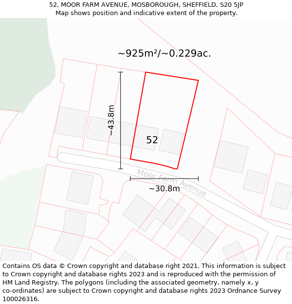 52, MOOR FARM AVENUE, MOSBOROUGH, SHEFFIELD, S20 5JP: Plot and title map