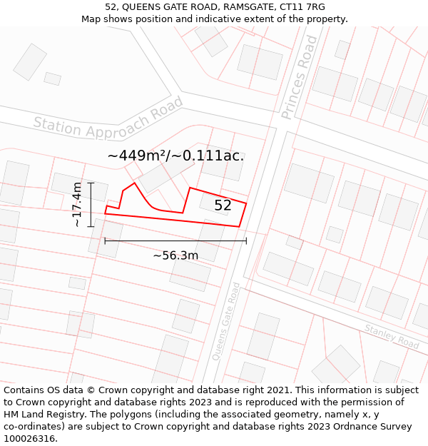 52, QUEENS GATE ROAD, RAMSGATE, CT11 7RG: Plot and title map