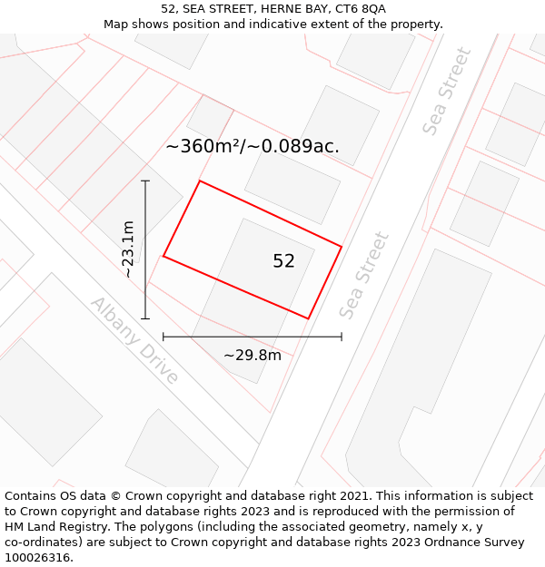52, SEA STREET, HERNE BAY, CT6 8QA: Plot and title map