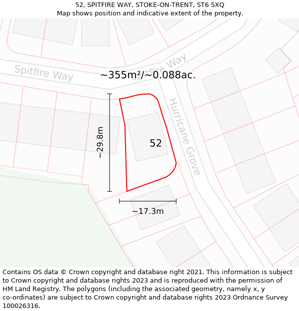 52, SPITFIRE WAY, STOKE-ON-TRENT, ST6 5XQ: Plot and title map