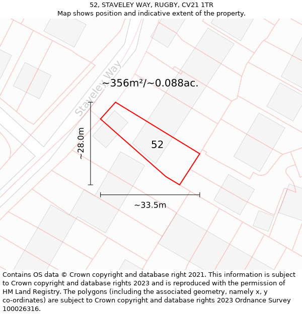 52, STAVELEY WAY, RUGBY, CV21 1TR: Plot and title map