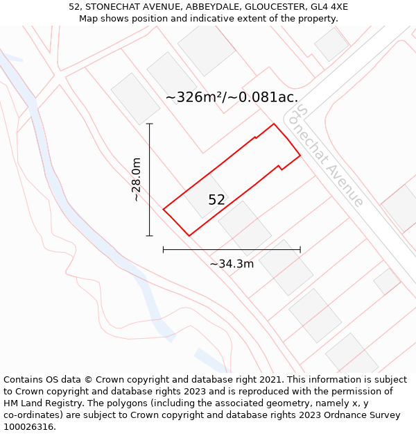 52, STONECHAT AVENUE, ABBEYDALE, GLOUCESTER, GL4 4XE: Plot and title map