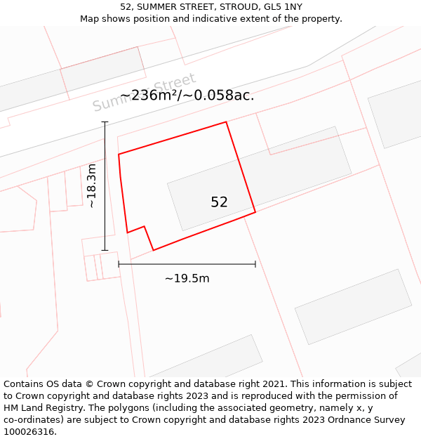 52, SUMMER STREET, STROUD, GL5 1NY: Plot and title map