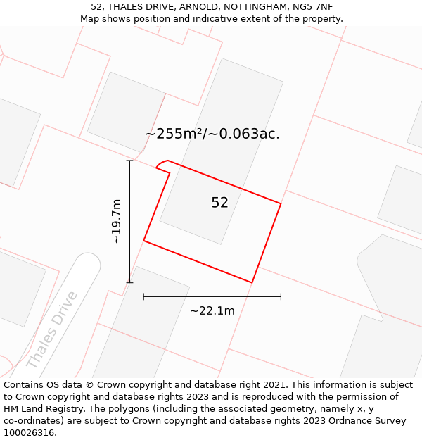 52, THALES DRIVE, ARNOLD, NOTTINGHAM, NG5 7NF: Plot and title map