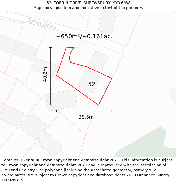 52, TORRIN DRIVE, SHREWSBURY, SY3 6AW: Plot and title map