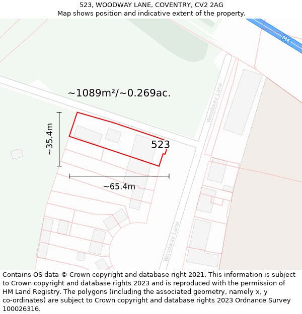 523, WOODWAY LANE, COVENTRY, CV2 2AG: Plot and title map