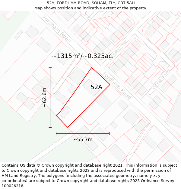 52A, FORDHAM ROAD, SOHAM, ELY, CB7 5AH: Plot and title map