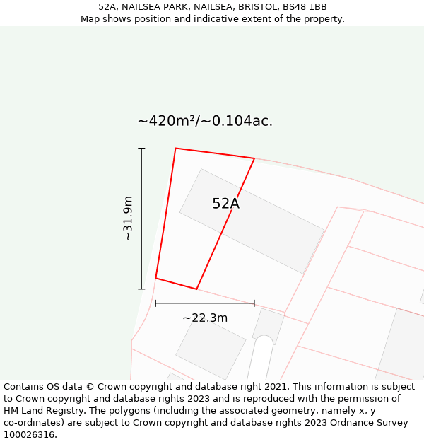 52A, NAILSEA PARK, NAILSEA, BRISTOL, BS48 1BB: Plot and title map