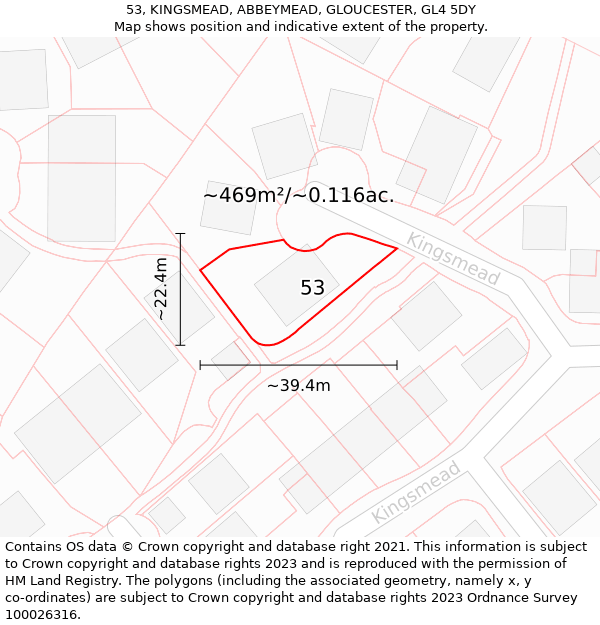 53, KINGSMEAD, ABBEYMEAD, GLOUCESTER, GL4 5DY: Plot and title map