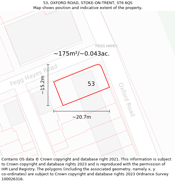 53, OXFORD ROAD, STOKE-ON-TRENT, ST6 6QS: Plot and title map