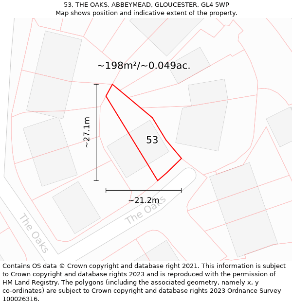 53, THE OAKS, ABBEYMEAD, GLOUCESTER, GL4 5WP: Plot and title map