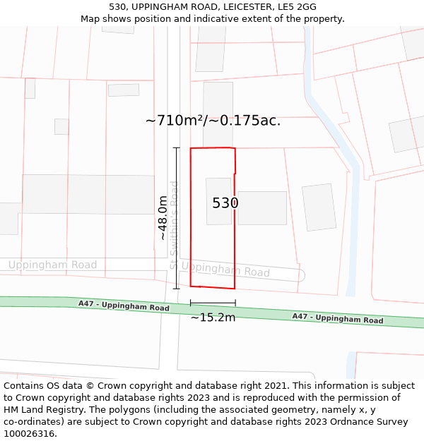 530, UPPINGHAM ROAD, LEICESTER, LE5 2GG: Plot and title map