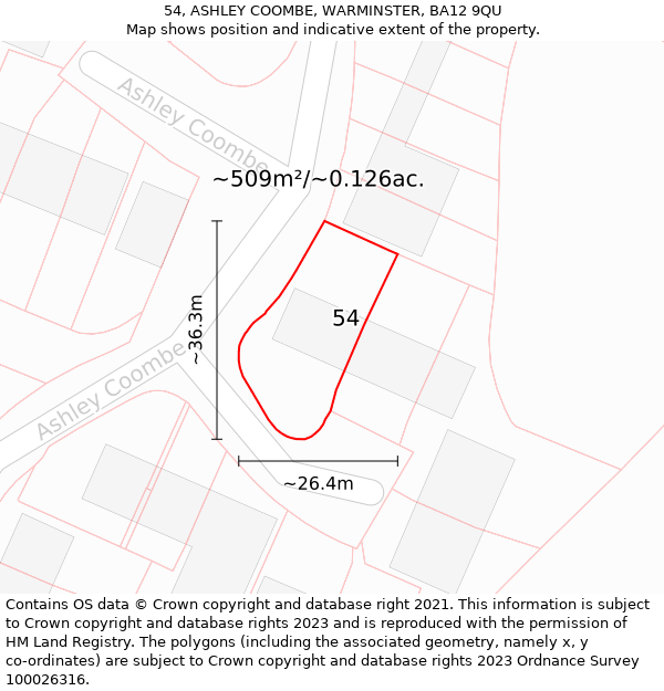 54, ASHLEY COOMBE, WARMINSTER, BA12 9QU: Plot and title map