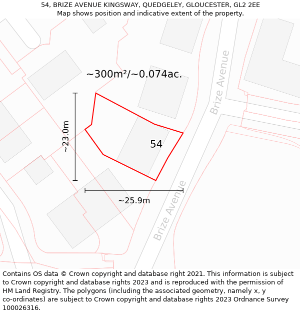 54, BRIZE AVENUE KINGSWAY, QUEDGELEY, GLOUCESTER, GL2 2EE: Plot and title map