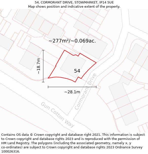 54, CORMORANT DRIVE, STOWMARKET, IP14 5UE: Plot and title map