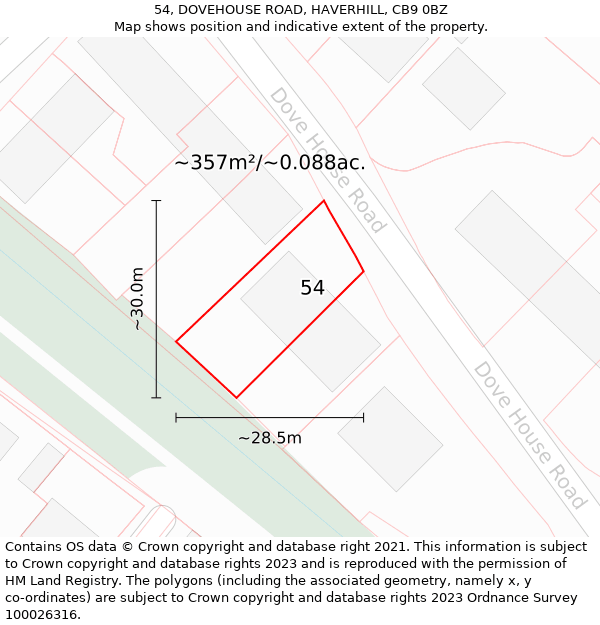 54, DOVEHOUSE ROAD, HAVERHILL, CB9 0BZ: Plot and title map