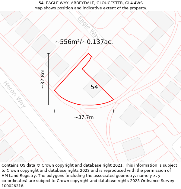 54, EAGLE WAY, ABBEYDALE, GLOUCESTER, GL4 4WS: Plot and title map