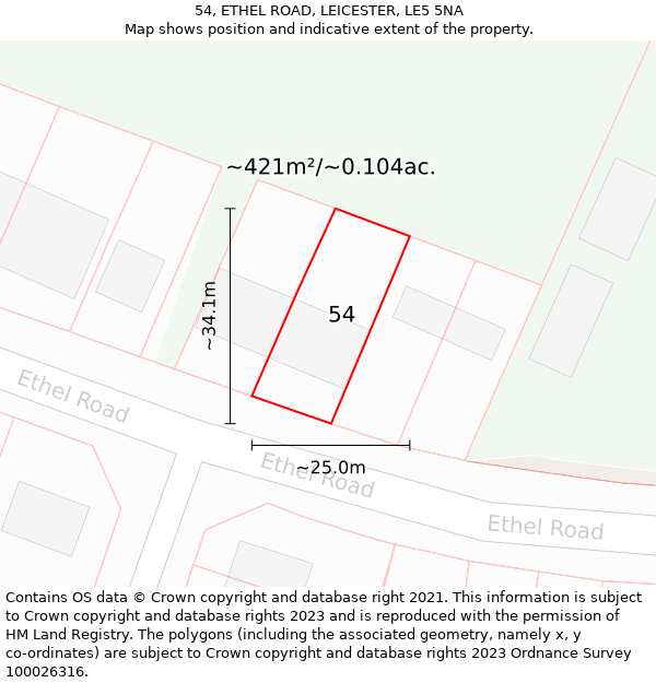 54, ETHEL ROAD, LEICESTER, LE5 5NA: Plot and title map