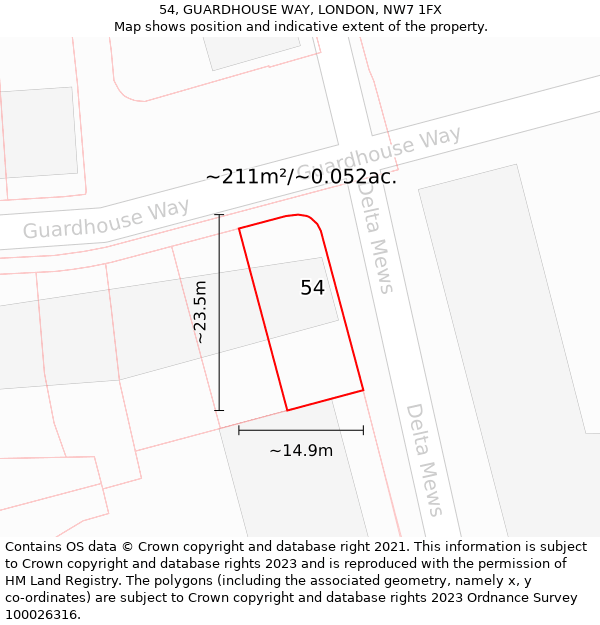 54, GUARDHOUSE WAY, LONDON, NW7 1FX: Plot and title map