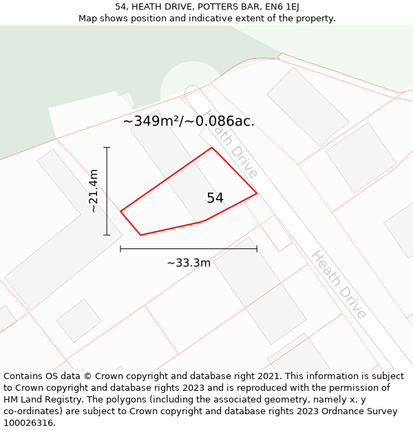 54, HEATH DRIVE, POTTERS BAR, EN6 1EJ: Plot and title map