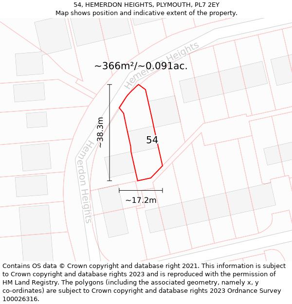 54, HEMERDON HEIGHTS, PLYMOUTH, PL7 2EY: Plot and title map