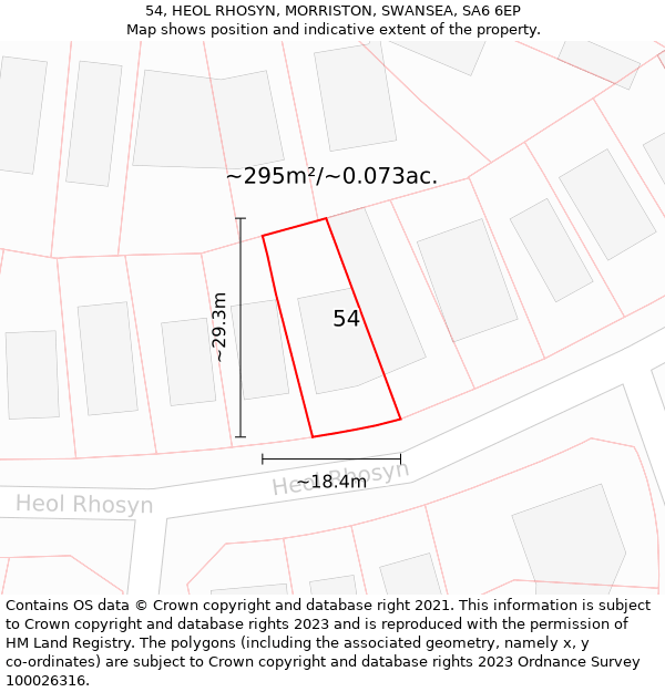 54, HEOL RHOSYN, MORRISTON, SWANSEA, SA6 6EP: Plot and title map