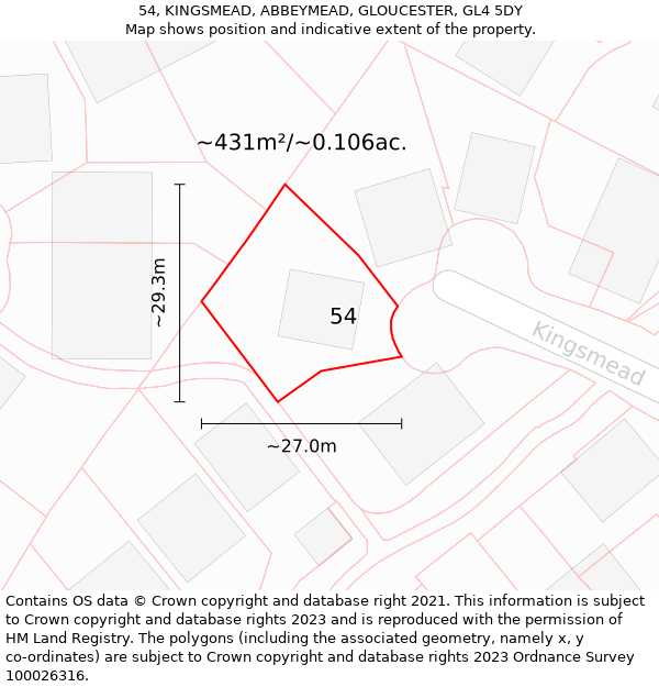 54, KINGSMEAD, ABBEYMEAD, GLOUCESTER, GL4 5DY: Plot and title map