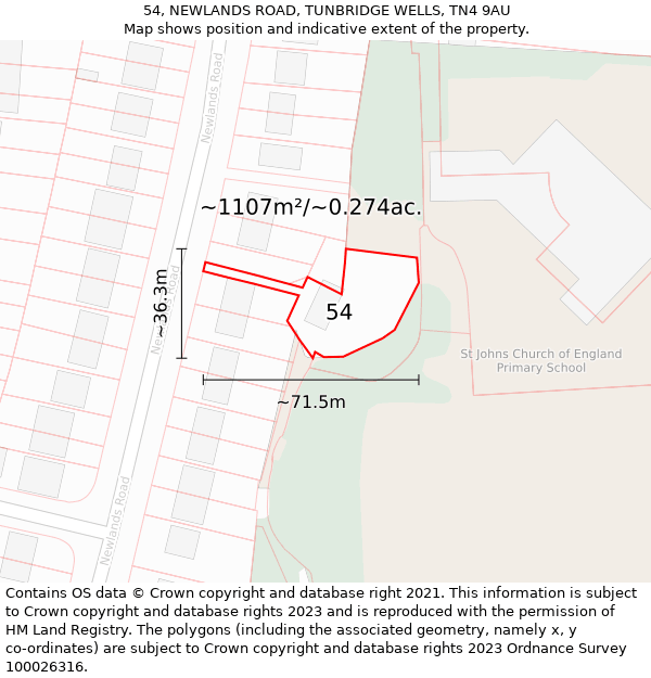 54, NEWLANDS ROAD, TUNBRIDGE WELLS, TN4 9AU: Plot and title map