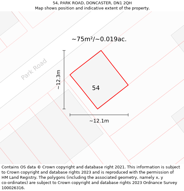 54, PARK ROAD, DONCASTER, DN1 2QH: Plot and title map