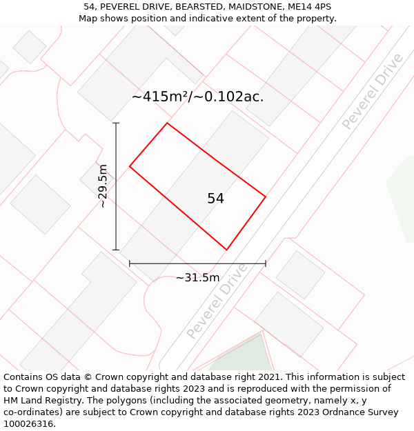 54, PEVEREL DRIVE, BEARSTED, MAIDSTONE, ME14 4PS: Plot and title map