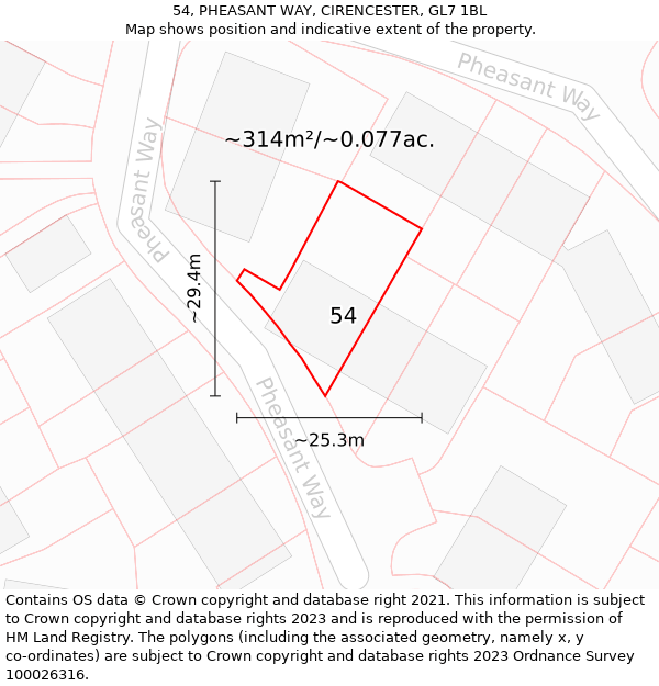 54, PHEASANT WAY, CIRENCESTER, GL7 1BL: Plot and title map