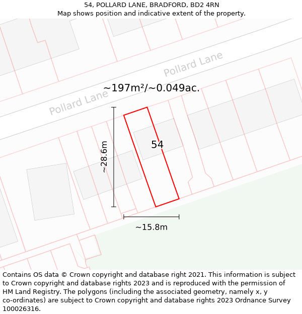 54, POLLARD LANE, BRADFORD, BD2 4RN: Plot and title map