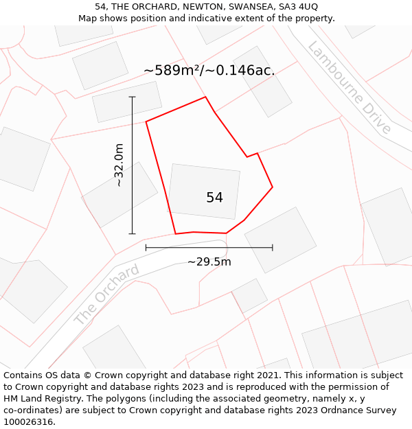 54, THE ORCHARD, NEWTON, SWANSEA, SA3 4UQ: Plot and title map