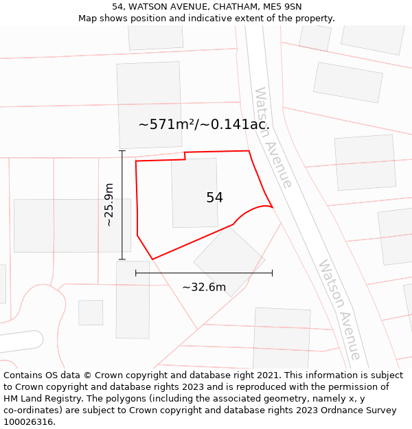 54, WATSON AVENUE, CHATHAM, ME5 9SN: Plot and title map